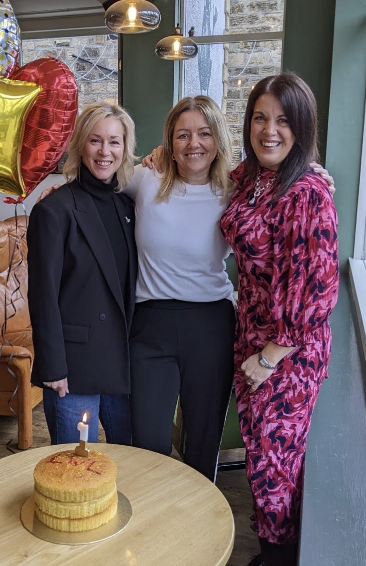 Sarah Shaw, Carol Beeley and Jan Moxham celebrating with Harrogate Ladies Who Latte